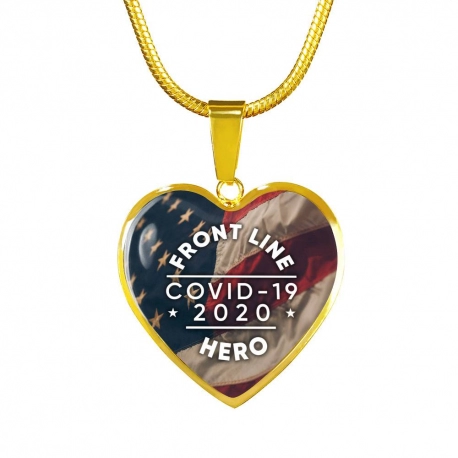 Front Line Hero Gold Heart Pendant with Snake Chain
