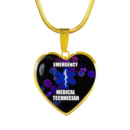 Emergency Medical Technician Gold Heart Pendant with Snake Chain