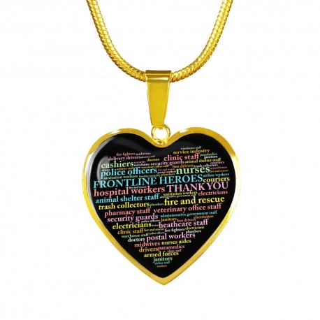 Thank You , Workers Gold Heart Pendant with Snake Chain