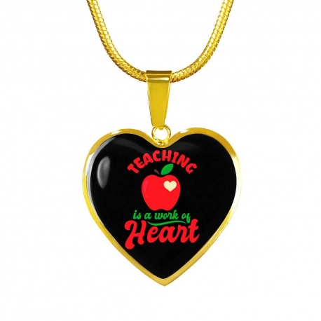 Teaching Gold Heart Pendant with Snake Chain