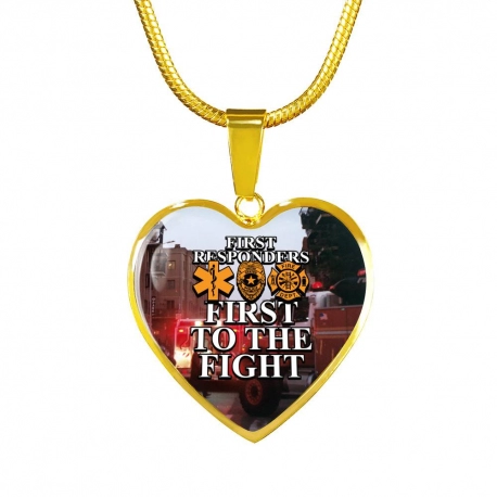 First To Fight Gold Heart Pendant with Snake Chain