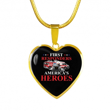 First Responders : Americas Heroes 2 Gold Heart Pendant with Snake Chain
