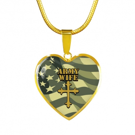 Army Wife 2 Gold Heart Pendant with Snake Chain