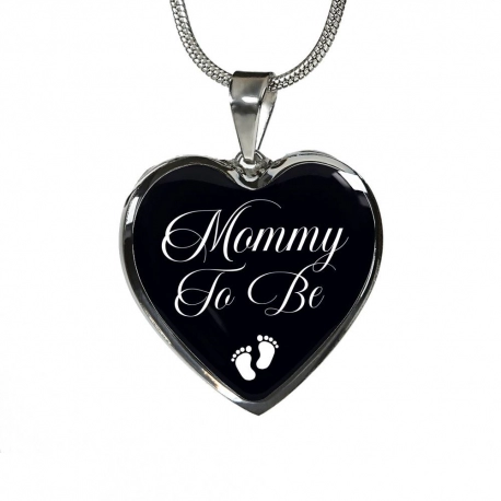 Mommy To Be Stainless Heart Pendant with Snake Chain