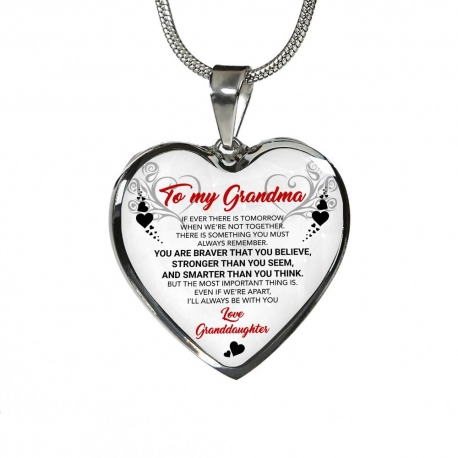 To My Grandma Stainless Heart Pendant with Snake Chain