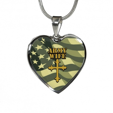 Army Wife 2 Stainless Heart Pendant with Snake Chain