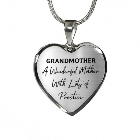 Grandmother A wonderful mother with Lots of practice Stainless Heart Pendant with Snake Chain