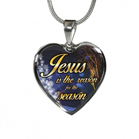 Jesus Is The Reason Stainless Heart Pendant with Snake Chain