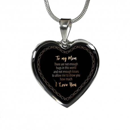 To My Mom Stainless Heart Pendant with Snake Chain