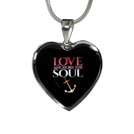 Love Anchors The Soul Stainless Heart Pendant with Snake Chain