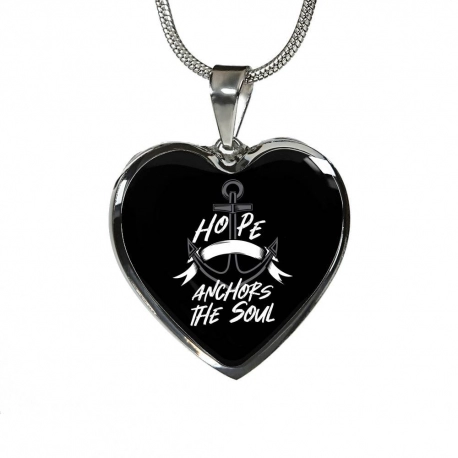 Hope Anchors The Soul Stainless Heart Pendant with Snake Chain