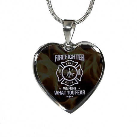 We Fight What You Fear Stainless Heart Pendant with Snake Chain