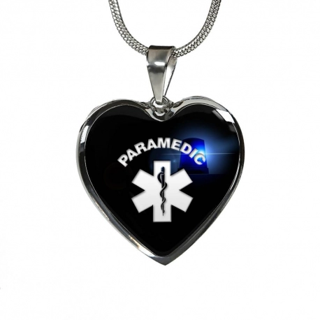Paramedic Stainless Heart Pendant with Snake Chain