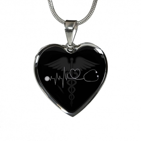 Nurse Heartbeat Stainless Heart Pendant with Snake Chain