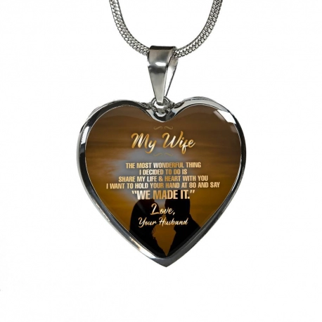 My Wife Stainless Heart Pendant with Snake Chain