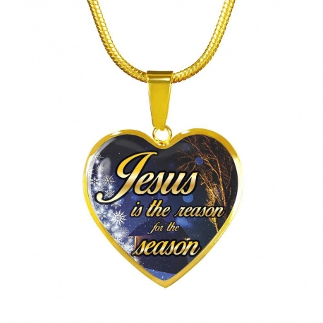 Jesus Is The Reason Gold Heart Pendant with Snake Chain