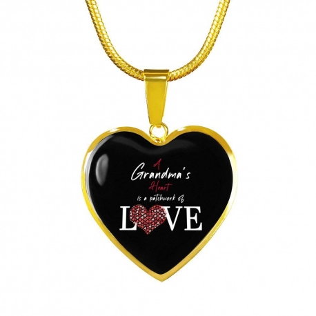 A Grandmas Heart Is A Patchwork of Love Gold Heart Pendant with Snake Chain