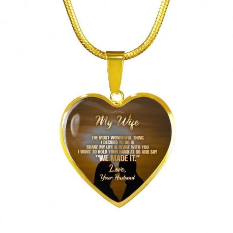 My Wife Gold Heart Pendant with Snake Chain