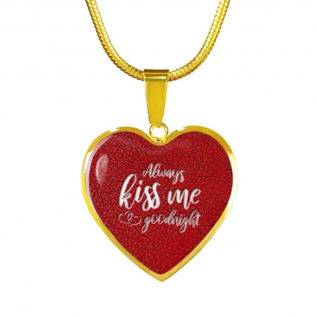 Always Kiss Me Goodnight Gold Heart Pendant with Snake Chain