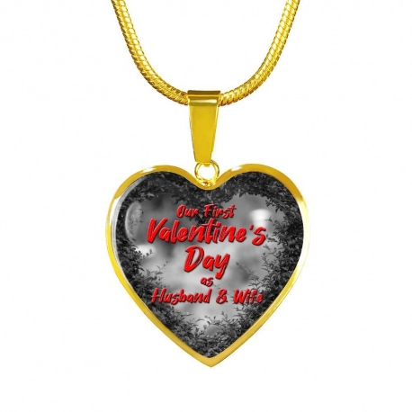 First Valentines Day Gold Heart Pendant with Snake Chain