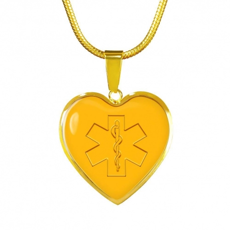 EMT Gold Heart Pendant with Snake Chain