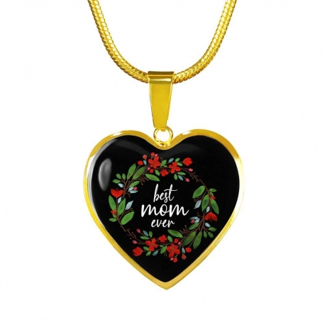 Best Mom Ever Gold Heart Pendant with Snake Chain
