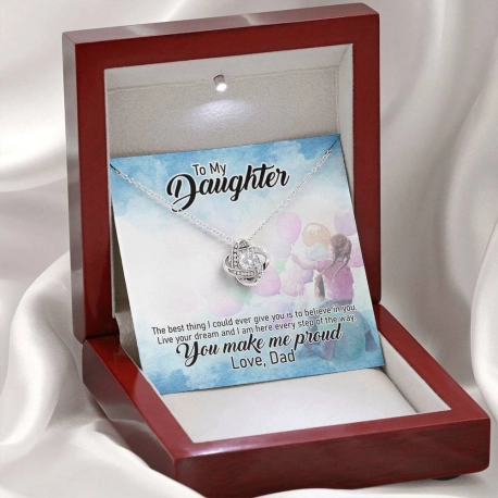 To My Daughter, Love Dad Love Knot Necklace