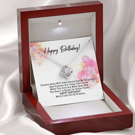 Happy Birthday With A Life Full Of Dreams Love Knot Necklace