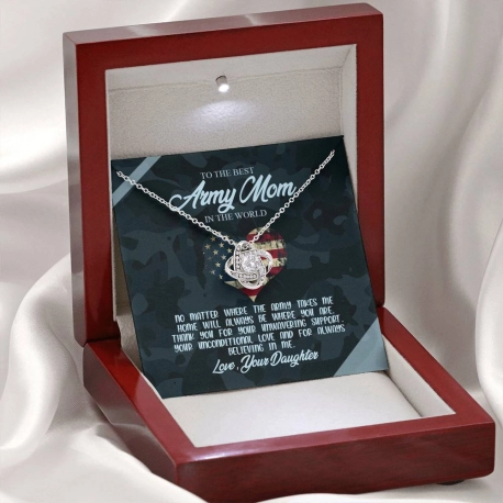 To The Best Army Mom In The World Love Knot Necklace