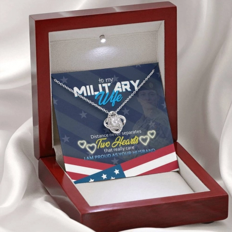 To My Military Wife Love Knot Necklace