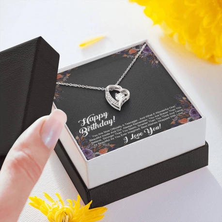 Happy Birthday Officially A Teenager Forever Love Heart Necklace