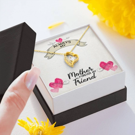 Always My Mother Forever My Friend Forever Love Heart Necklace