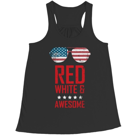 Red White And Awesome Patriotic Flowy Racerback Tank