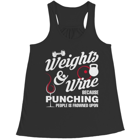 Weights And Wine Workout FLowy Racerback Tank
