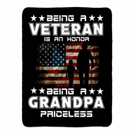 Grandpa Veteran Sherpa Fleece blanket 60x80