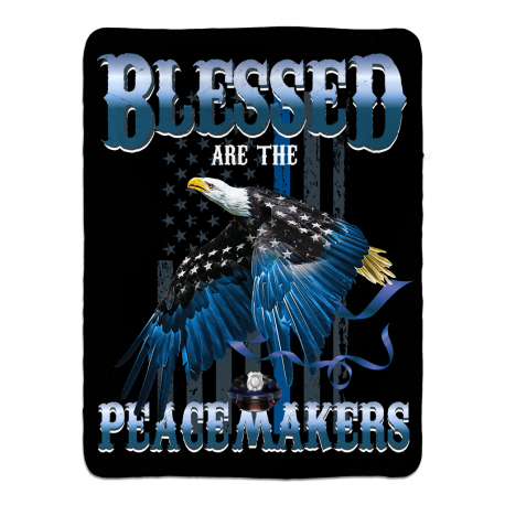 Thin Blue Line - Blessed Are the Peacemaker Sherpa Fleece Blanket 60x80