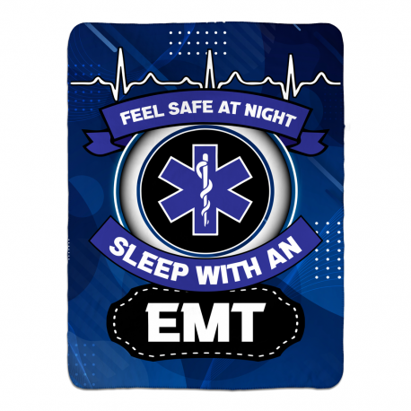 Feel Safe At Night, Sleep With an EMT Sherpa Fleece Blanket 60x80