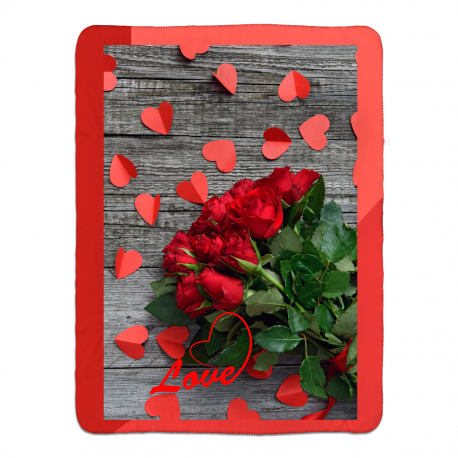 Love Hearts and Flowers Sherpa Fleece Blanket 60x80