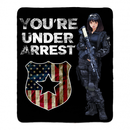 Youre Under Arrest Police Sherpa Fleece Blanket 50x60