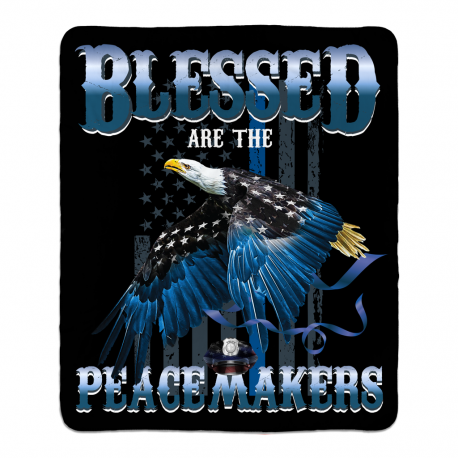 Thin Blue Line -  Blessed Are the Peacemaker Sherpa Fleece Blanket 50x60