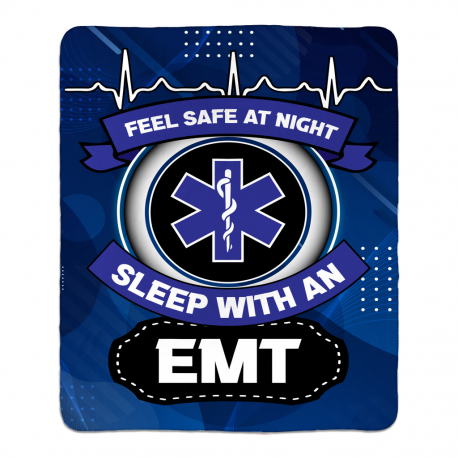 Feel Safe At Night, Sleep With an EMT Sherpa Fleece Blanket 50x60