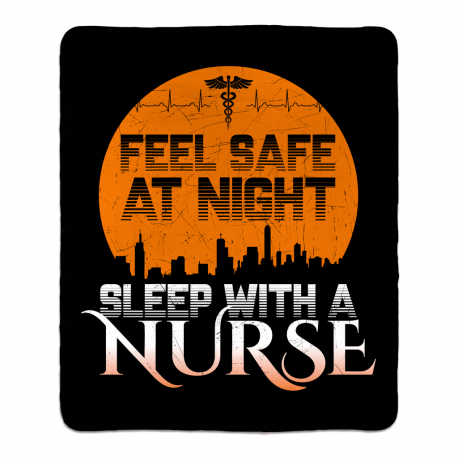 Feel Safe At Night, Sleep with a Nurse Sherpa Fleece Blanket 50x60