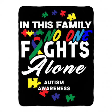 Autism Awareness - Nobody Fights Alone Sherpa Fleece Blanket 60x80