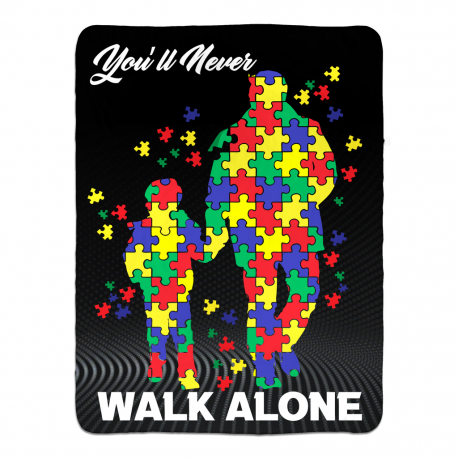 Youll Never Walk Alone Puzzle Pieces Autism Awareness Sherpa Fleece Blanket 60x80
