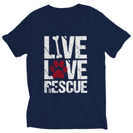 Live Love Rescue Dog V Neck Shirt