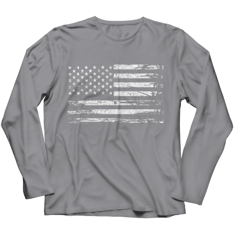 Distressed Black And White Flag Long Sleeve Shirt