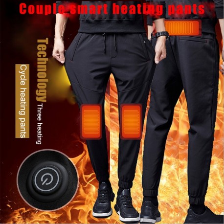Warrior Electric Wear -- Outdoor Warm Heating Pants Men Women Running USB Heated Trousers Elastic Waist Drawstring Pant Winter S