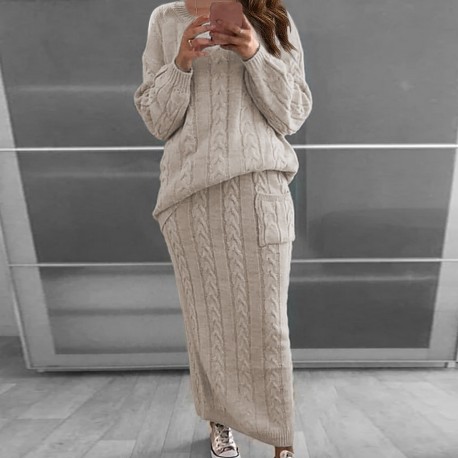 Knitted Sweater And Skirt Two Piece Set