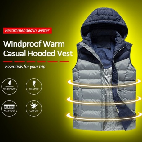 Warrior Electric Wear -- Thermal USB Rechargable Heated Vest with Removable Hood