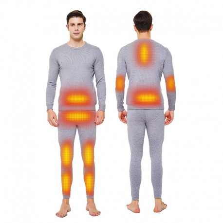 Warrior Electric Wear -- New Winter Warm Heated Skiing Underwear Set Men Women USB Heating Snow Suit Bluetooth Cotton Bodywarmer